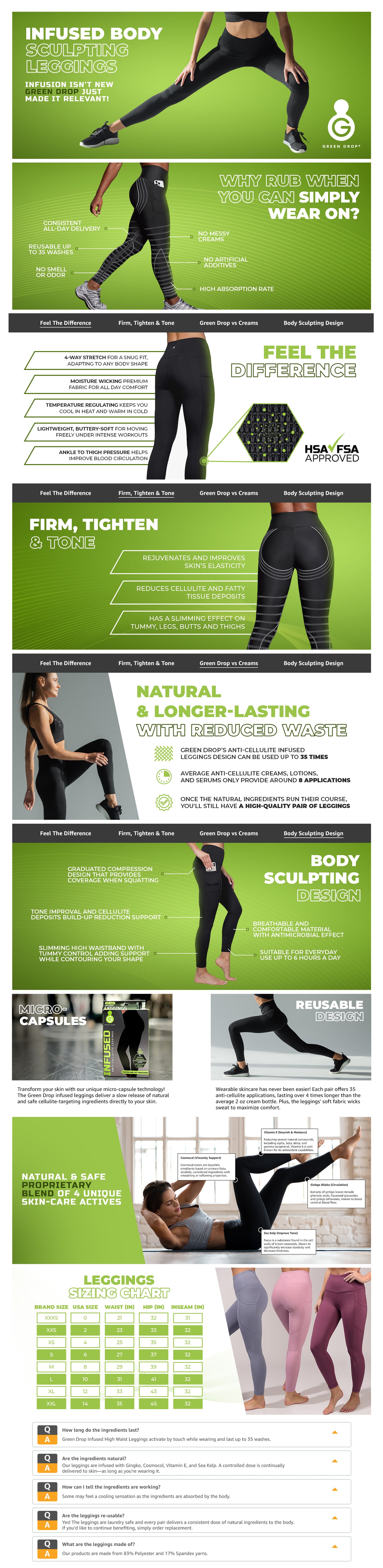 Green Drop Infused High Waist Leggings